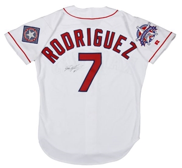 1995 Ivan Rodriguez Game Worn and Signed Texas Rangers Home Jersey